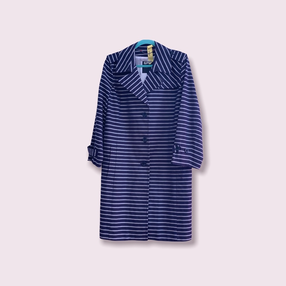 Talbots striped navy/white coat Size XL